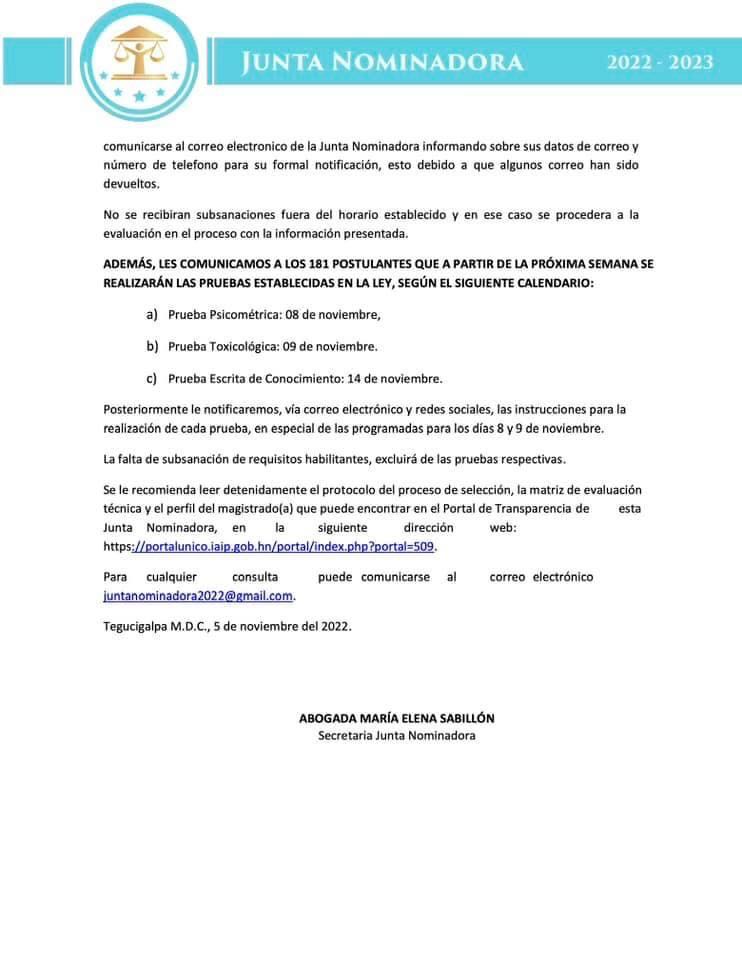 Listado de postulaciones admitidas y por subsanar